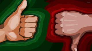 Thumbs up down green background - vector curve free wallpaper
