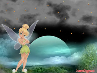Cartoon fairy green dress yellow - a green tail free wallpaper