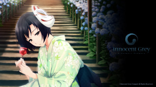 Woman kimono holding flower stairway - a woman in a kimono holding free wallpaper