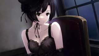 Woman black dress hat sitting - a black dress and hat free wallpaper