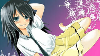 Girl blackhair whiteshirt tie purple - a purple background free wallpaper
