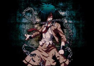 Man green hair chain hands - a wall free wallpaper