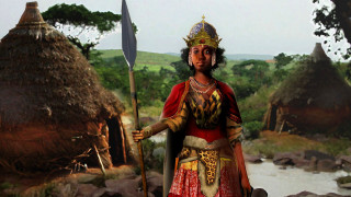 Man costume spear house background - a costume holding free wallpaper