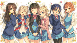 Girls school uniforms standing hands - their hipss free wallpaper