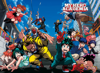 Anime characters group photo building 3 - a bunch of anime characters free wallpaper