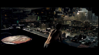 Man roof city night lights - afrofuturism free wallpaper