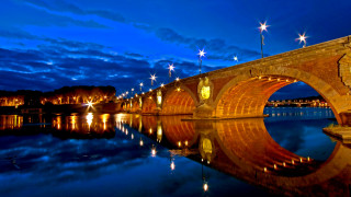 Bridge water night lights clock - florence engelbach free wallpaper