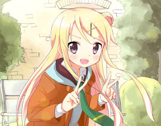Girl blonde hair scarf bench - a bench free wallpaper