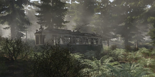 Train car forest trees bushes - concept art free wallpaper