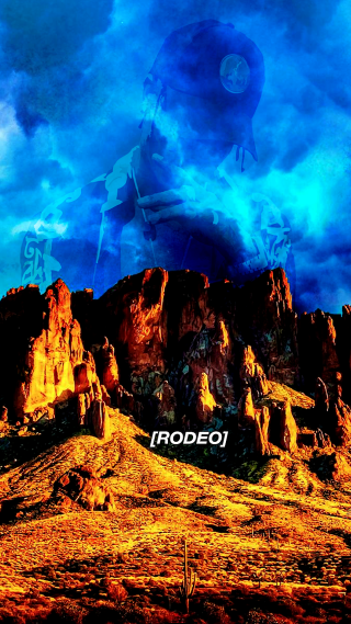 Mountain man horse fiery volcano - a horse in the foreground free wallpaper