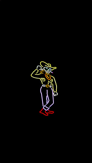 Neon sign man hat cane - video art free wallpaper