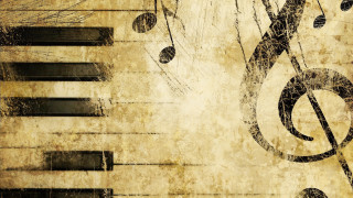 Grungy piano musical notes trebles 5 - cinematic composition free wallpaper