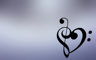Black white heart treble music - funk art free wallpaper