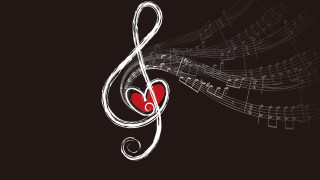 Musical note heart background red 2 - musical free wallpaper