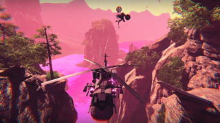 Helicopter bike flying mountain person - a mountain range in the background free wallpaper