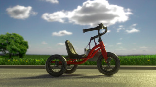 Small red tricycle road tree - blender free wallpaper