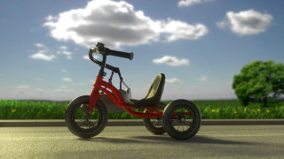 Red tricycle road tree blue - the road free wallpaper