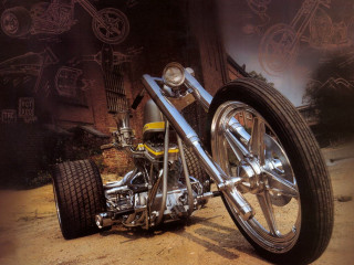 Motorcycle large front wheel big - biomechanical free wallpaper