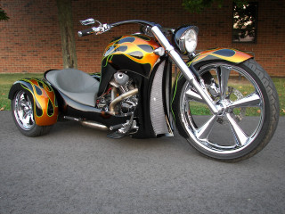 Motorcycle flames painted street brick - ed roth free wallpaper