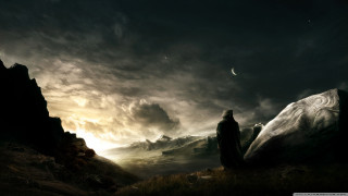 Man hill dark sky clouds 2 - a dark sky free wallpaper