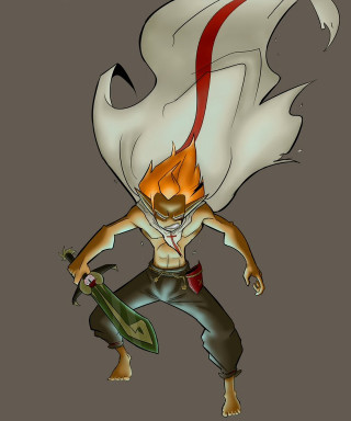 Cartoon character sword white cape - tail free wallpaper