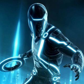 Futuristic man suit disc glowing - panfuturism free wallpaper