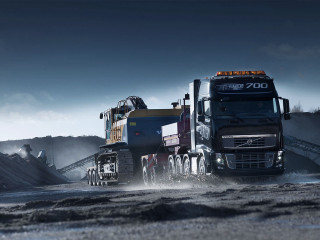 Tractor trailer dirt road mountains - artur grottger free wallpaper for desktop