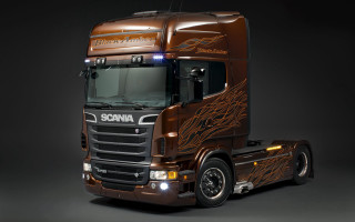 Brown truck flames painted headlights - matte finish free wallpaper