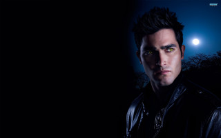 Man black jacket full moon - dark shadow free wallpaper