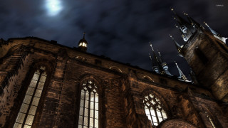 Clock tower building full moon - florence engelbach free wallpaper