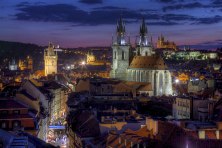 City skyline church tower night 3 - ferenc joachim free wallpaper