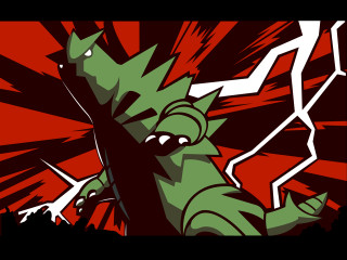 Green monster red background white - a green monster free wallpaper