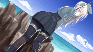 Anime girl hat sword beach - a beach near the ocean free wallpaper