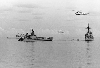 Helicopter boat ship water background - 1 9 6 0 s free wallpaper