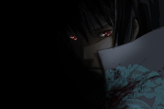 Red eyes holding paper staring - a piece of paper free wallpaper