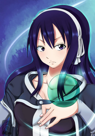 Anime girl ponytail green object - the camera free wallpaper