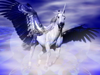 White unicorn winged halo floating - high free wallpaper