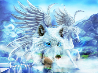 White wolf wings snowy mountains - a snowy landscape free wallpaper