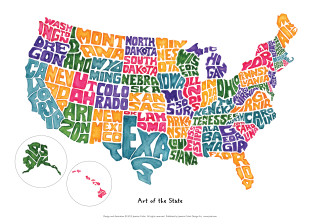 United states map with state - different color free wallpaper