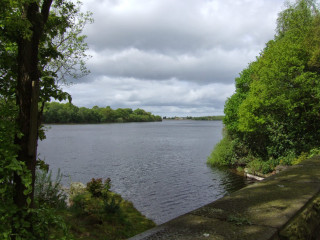 Water trees bridge cloudy sky - david ramsay hay free wallpaper