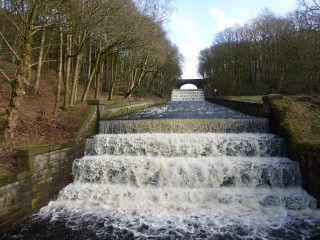 Waterfall bridge river forest nature - a bridge over free wallpaper