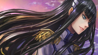 Woman blackhair blueeyes white shirt - detailed free wallpaper