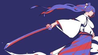 Woman long skirt sword blue - color scheme free wallpaper