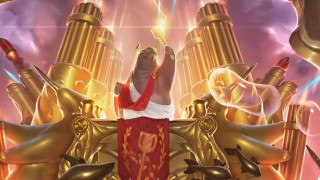 Man red robe golden statue - a red robe free wallpaper