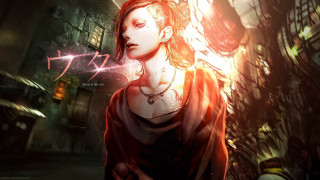 Woman red hair necklace dark - cyberpunk art free wallpaper