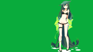 Woman bikini water green background - a green background behind her free wallpaper
