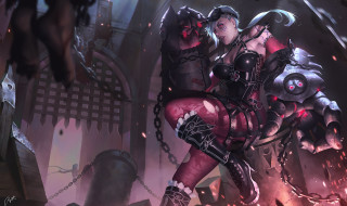 Woman red outfit sword dark 2 - her waist free wallpaper