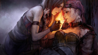 Two women touching rain embrace - charlie bowater free wallpaper