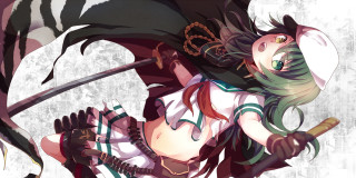 Woman demon costume sword tail - an anime drawing free wallpaper