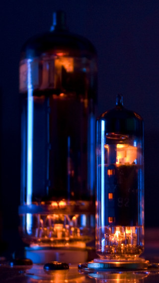 Tube light speaker background blue - retrofuturism free wallpaper